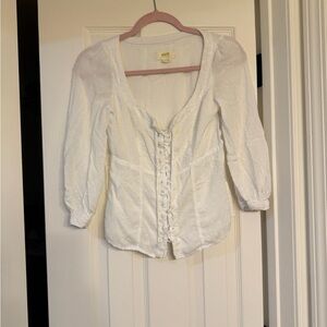 White Button-Up Women's Top Maeve size 4